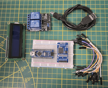 Arduino Nano V3, Relais Modul und RTC DS3231 sowie LC-Display