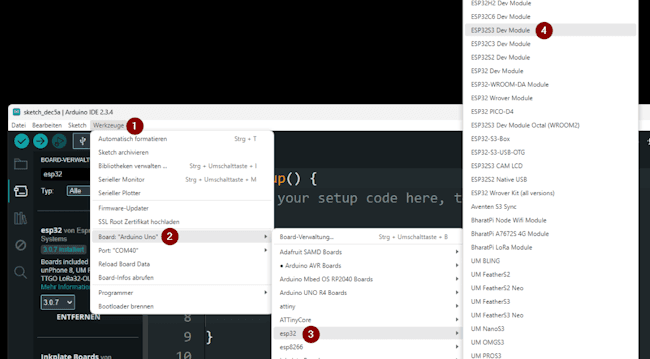 Arduino IDE - Auswahl des 