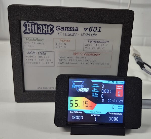 Bitaxe Gamma Dashboard und NerdMiner