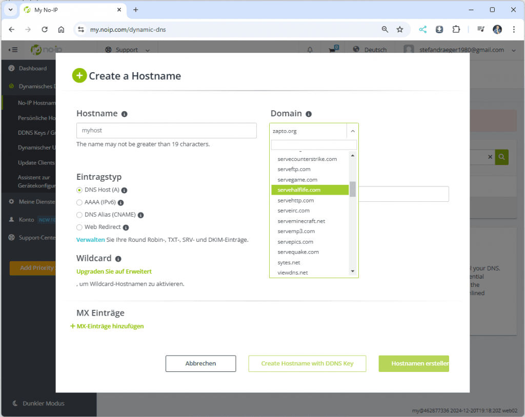 Konfiguration des neuen Hosts