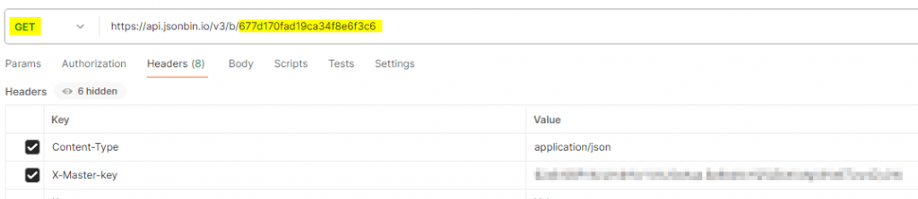 Postman - Daten von json-bin laden