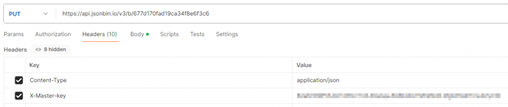 Postman - Daten auf json-bin speichern - Header