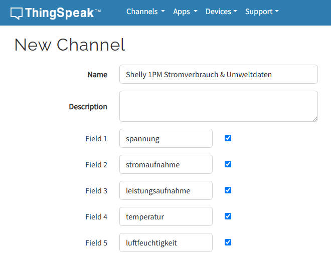 ThingSpeak - Channel einrichten