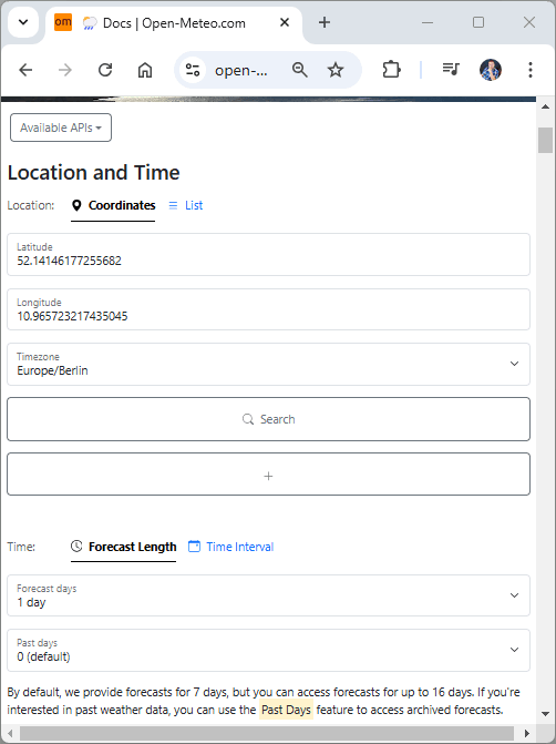 abrufen der Wetterdaten via Request