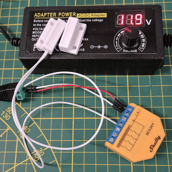 Shelly i4 DC mit Reed-Kontakt an SW1
