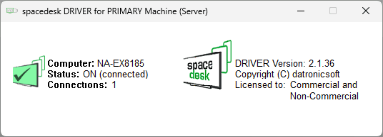 SpaceDesk - Eigenschaften der Verbindung