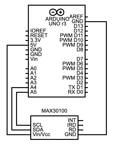 Circuit MAX30100 at Arduino UNO R3