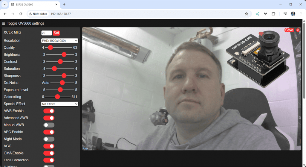 ESP32-S3 CAM - Browser Livebild