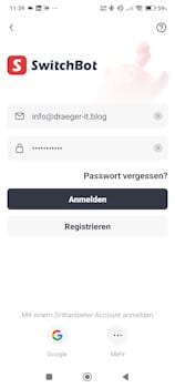 SwitchBot - Konto einrichten - Step2