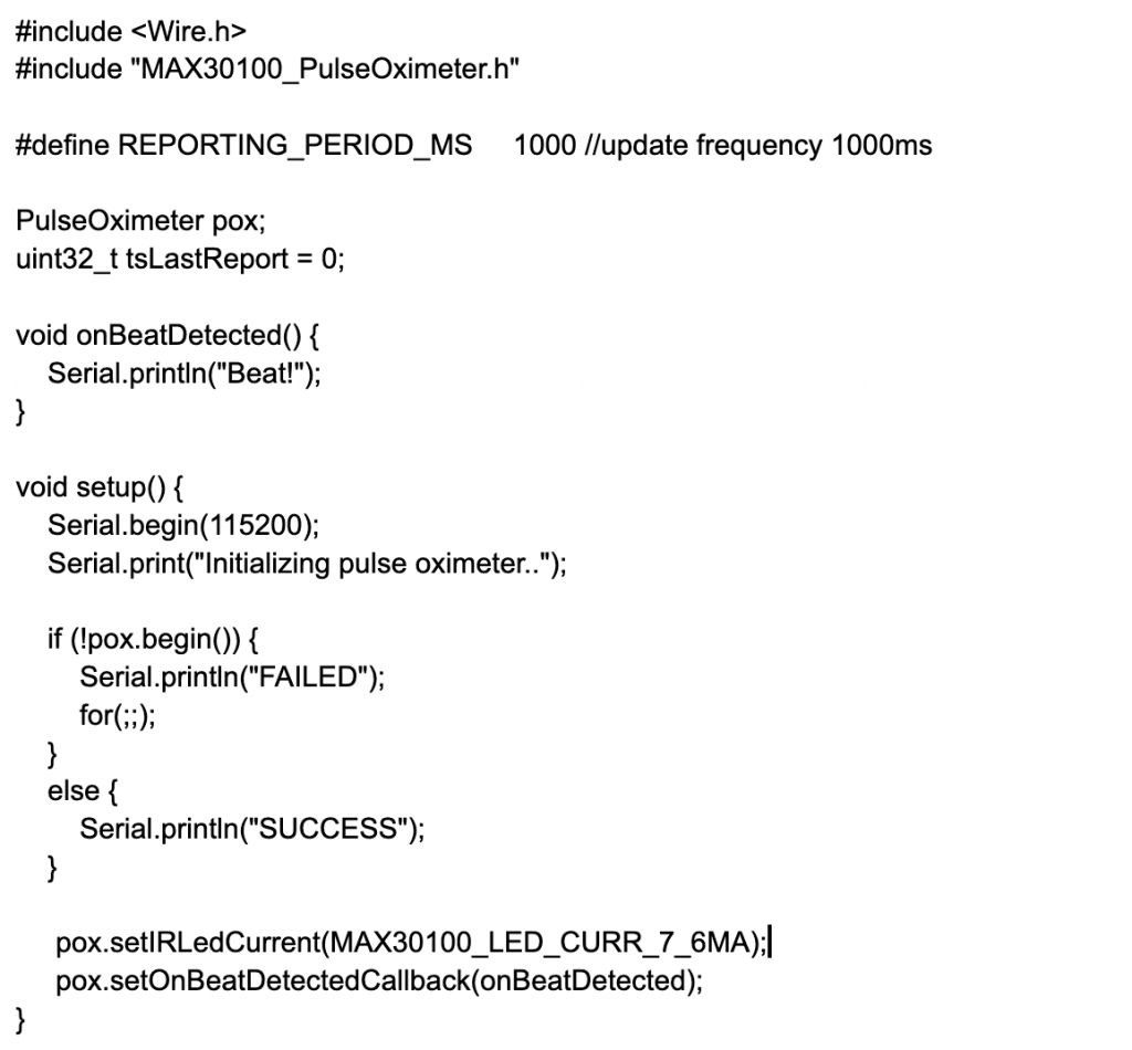 code for puls oximeter at arduino microcontroller