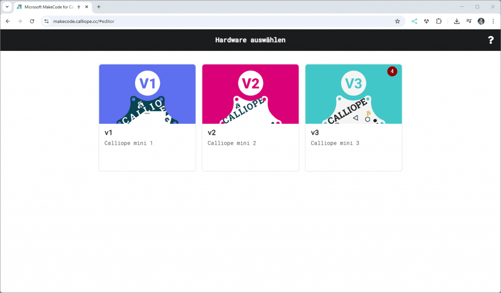 MakeCode - auswahl des Calliope