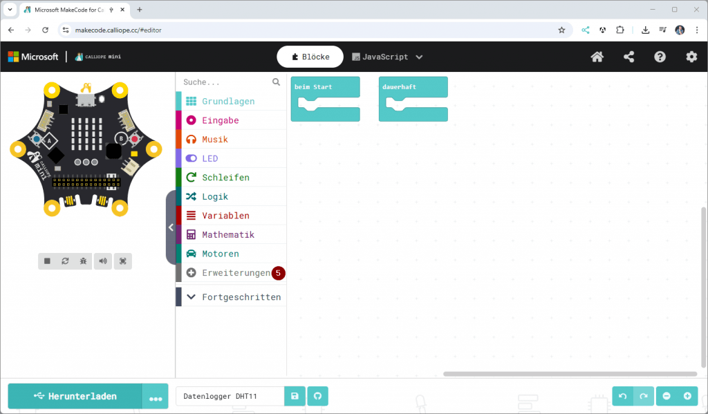 MakeCode - Editor für Blockansicht