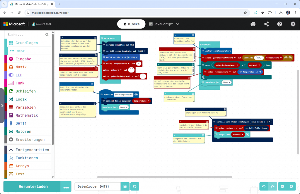 Anwort vom Empfänger auswerten