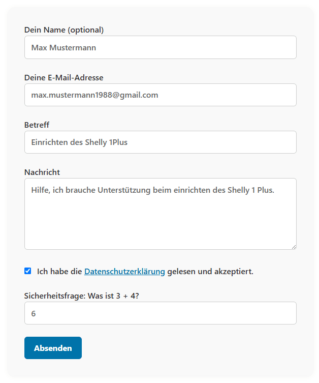 Formular zum einreichen eines Tickets