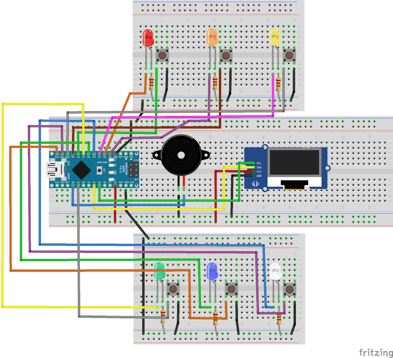 Schaltung - Simon sagt mit dem Arduino Nano