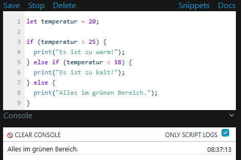 Shelly Script - If Bedingung mit Else Zweig