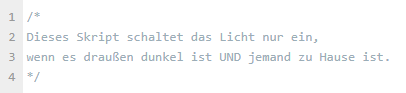 Shelly Script - mehrzeiliger Kommentar