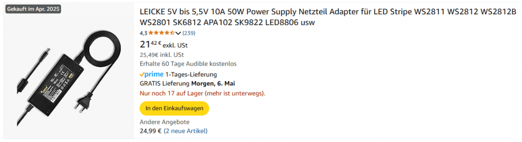 Artikel auf Amazon