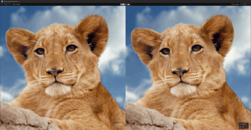 Bildverbesserung vorher/nachher