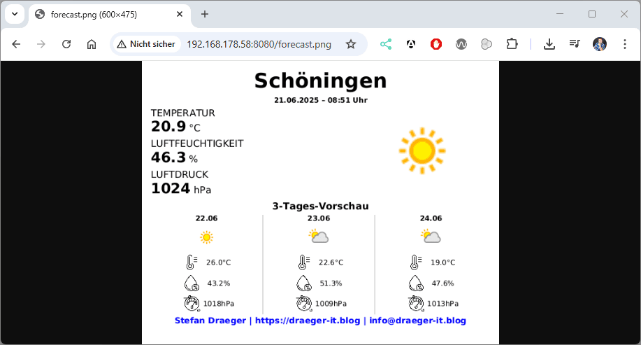 Bild vom Raspberry PI im Browser