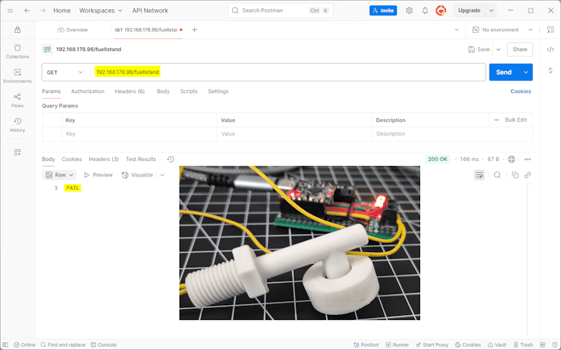 HTTP-Anfrage Füllstandssensor - FAIL