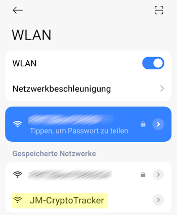 Jingle Mining - CryptoTracker - Einrichten - Step2 - aktiver AP