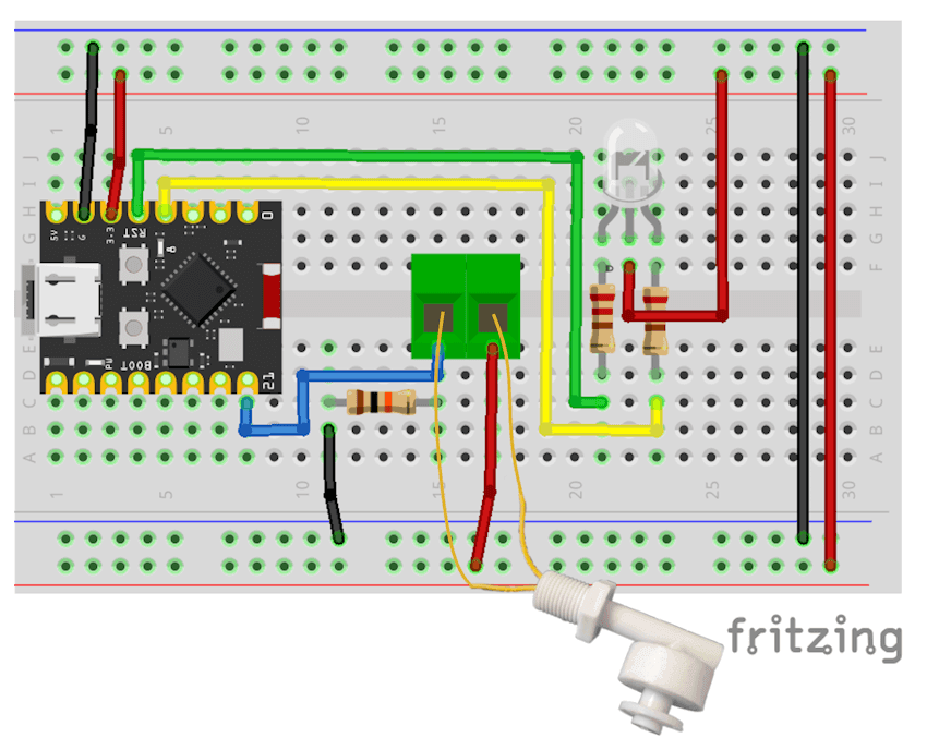 Schaltung - ESP32-C3 Mini mit Schwimmschalter und Dual-Color-LED