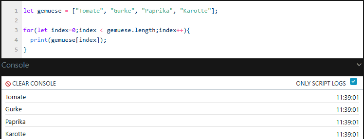 Shelly Scripting - Arrays - Ausgabe der Elemente mit einer ForSchleife