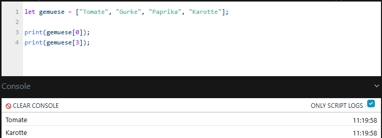 Shelly Scripting - Arrays - Ausgabe von Werten aus dem Array