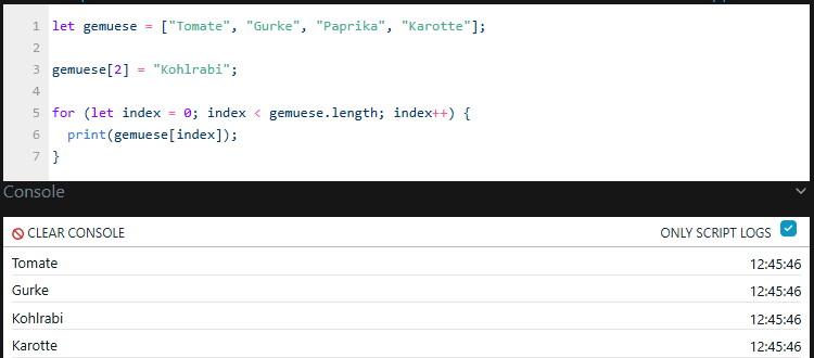 Shelly Scripting - Arrays - Ersetzen von Elementen