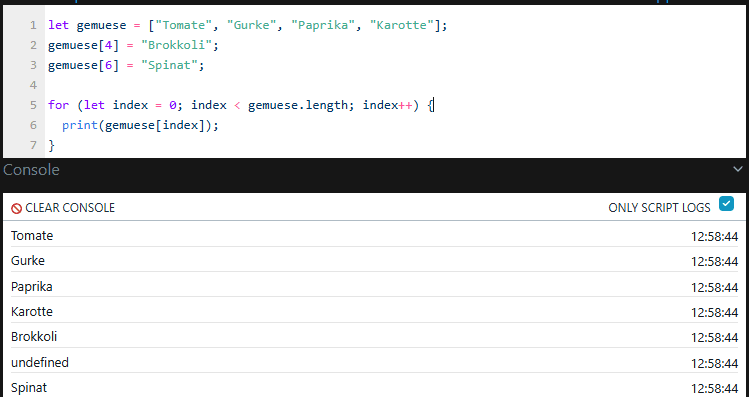 Shelly Scripting - Arrays - Hinzufügen von Elementen Index übersprungen