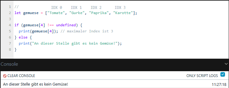 Shelly Scripting - Arrays - Zugriff auf nicht vorhandenen Index