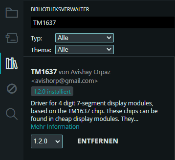 TM1637Display - Bibliotheksverwalter