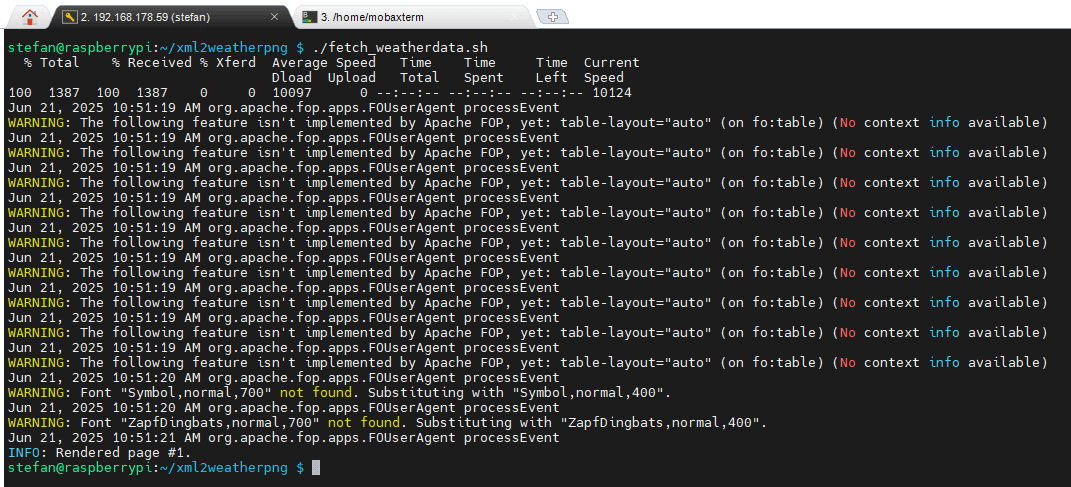 abrufen der Wetterdaten sowie transformieren der XML Datei in ein PNG mit Apache FOP