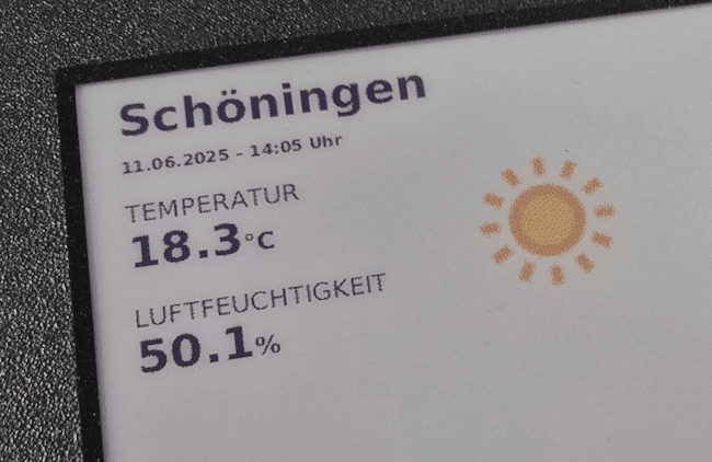 ePaper-Display mit aktuellen Wetterdaten