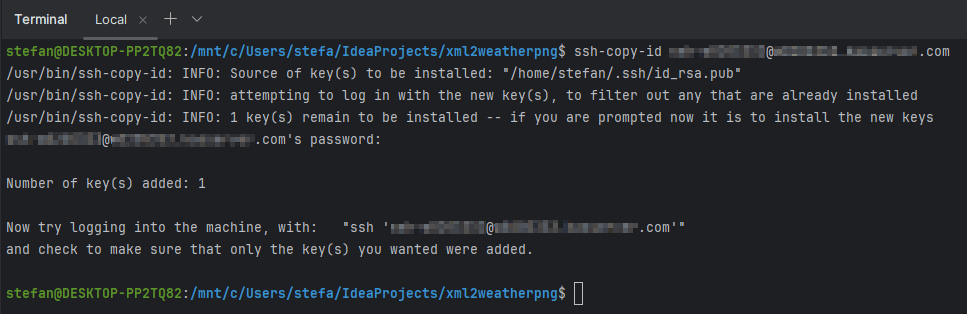 upload des SSH_Key auf den Server