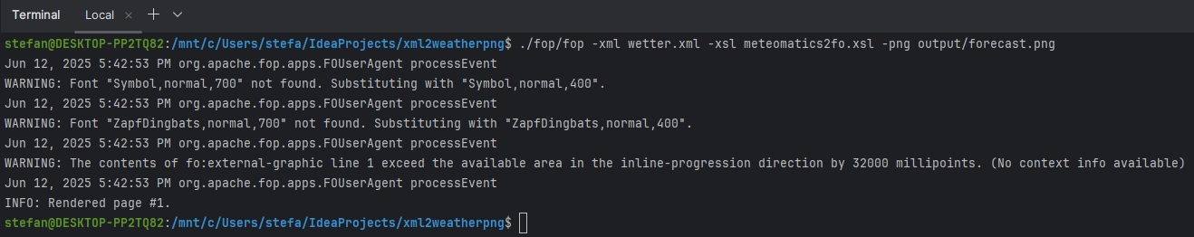 Ausgabe von Apache FOP auf der Konsole