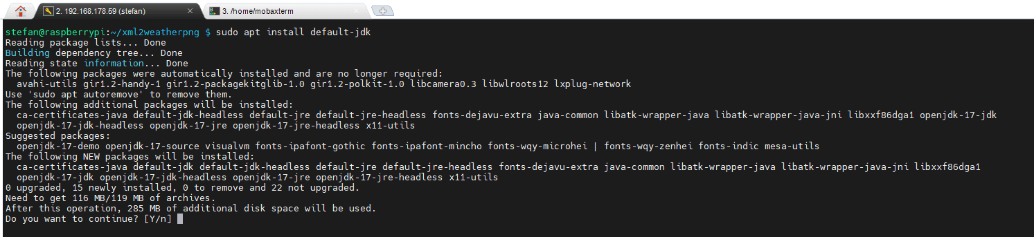 install default-jdk auf Pi