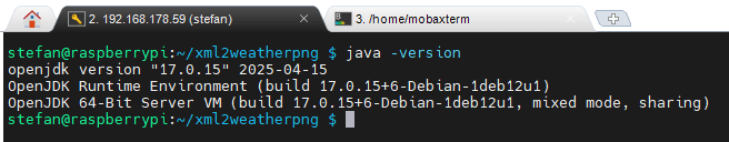 installiertes Open JDK 17 auf dem Pi