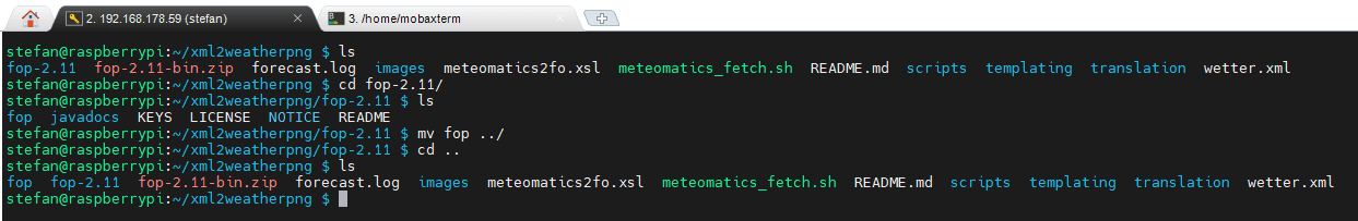 verschieben des Ordners fop auf dem Pi