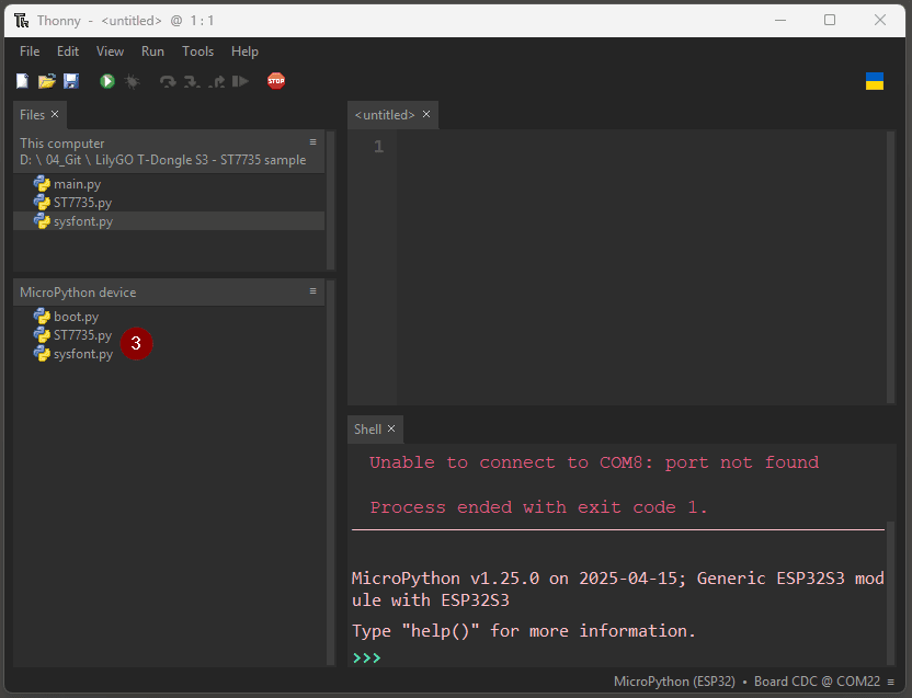 ST7735 Module auf den LilyGO kopieren - Step2