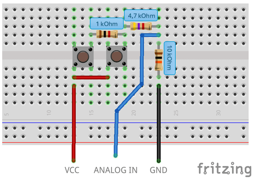 Schaltung - zwei Taster am ANALOG IN für Shelly AddOn