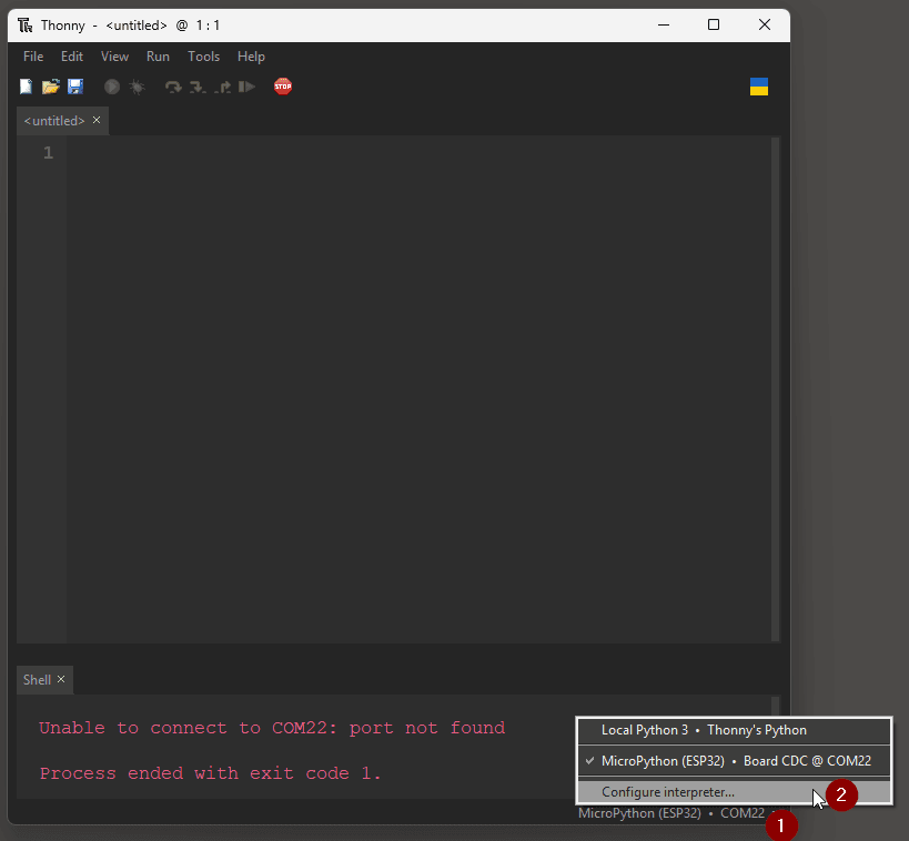 Thonny - flash Micropython - Step1