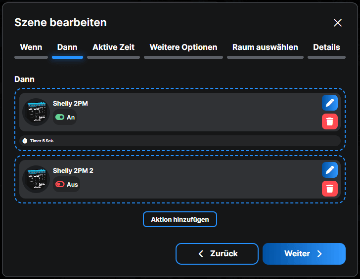 smarte Shelly Szene für zwei Taster am 2PM via AddOn