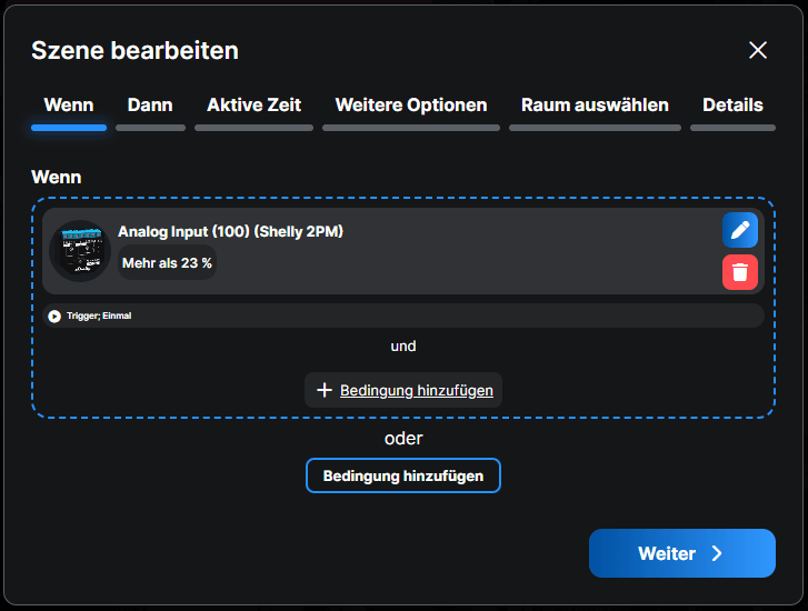 smarte Shelly Szene für zwei Taster am 2PM via AddOn