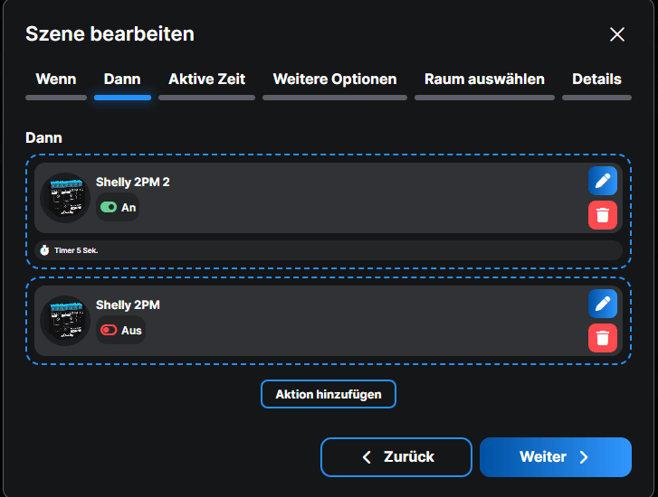 smarte Shelly Szene für zwei Taster am 2PM via AddOn