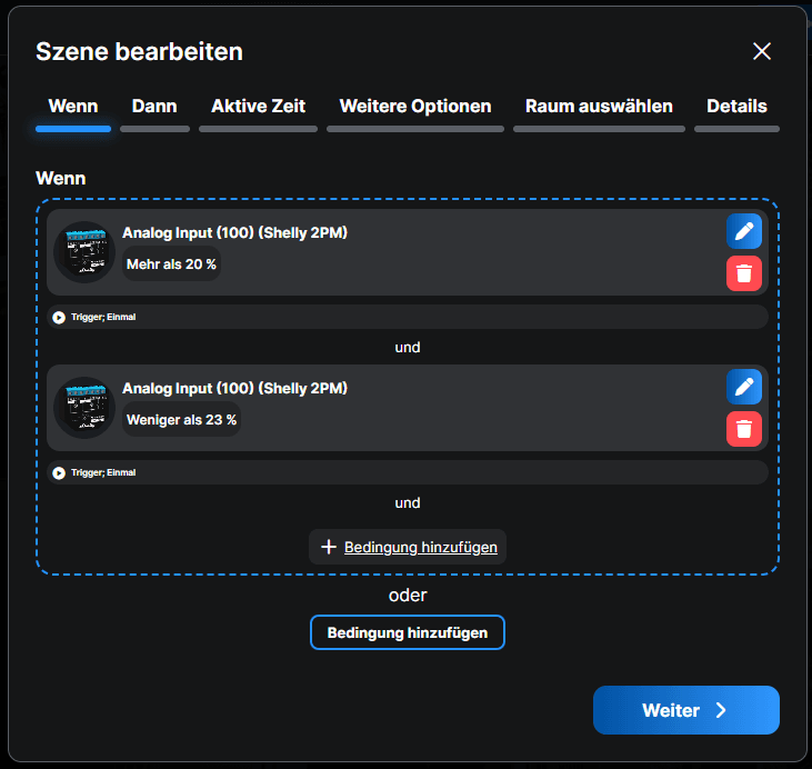 smarte Shelly Szene für zwei Taster am 2PM via AddOn