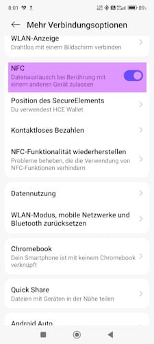 Android NFC Feature aktivieren