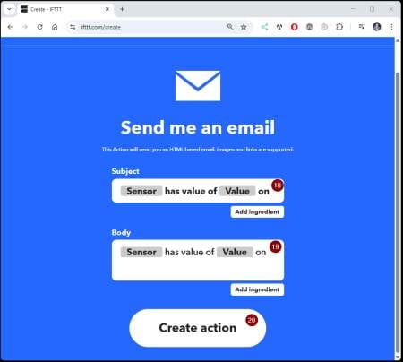 IFTTT - create air-Q Applet - Step 11