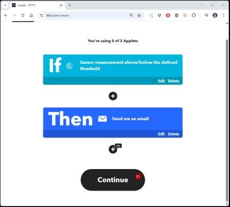 IFTTT - create air-Q Applet - Step 12